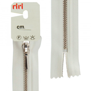 Молния RiRi металл, Ni, слайдер Tropf, 3 мм, неразъёмная, 18 см, цвет 2111, бело-бежевый светлый