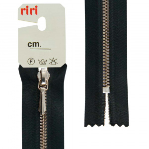 Молния RiRi металл, Ni, слайдер Tropf, 3 мм, неразъёмная, 18 см, цвет 2110, черный